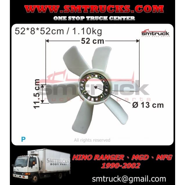 Hnm90 860 Hino Ranger Mff Mgd Mfg Fc Fan 6 Blades 5 M M